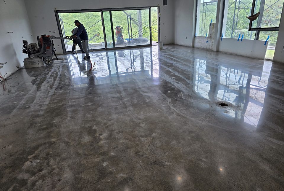 Polished concrete & epoxy flooring — self-performed by The Dom Construction Group