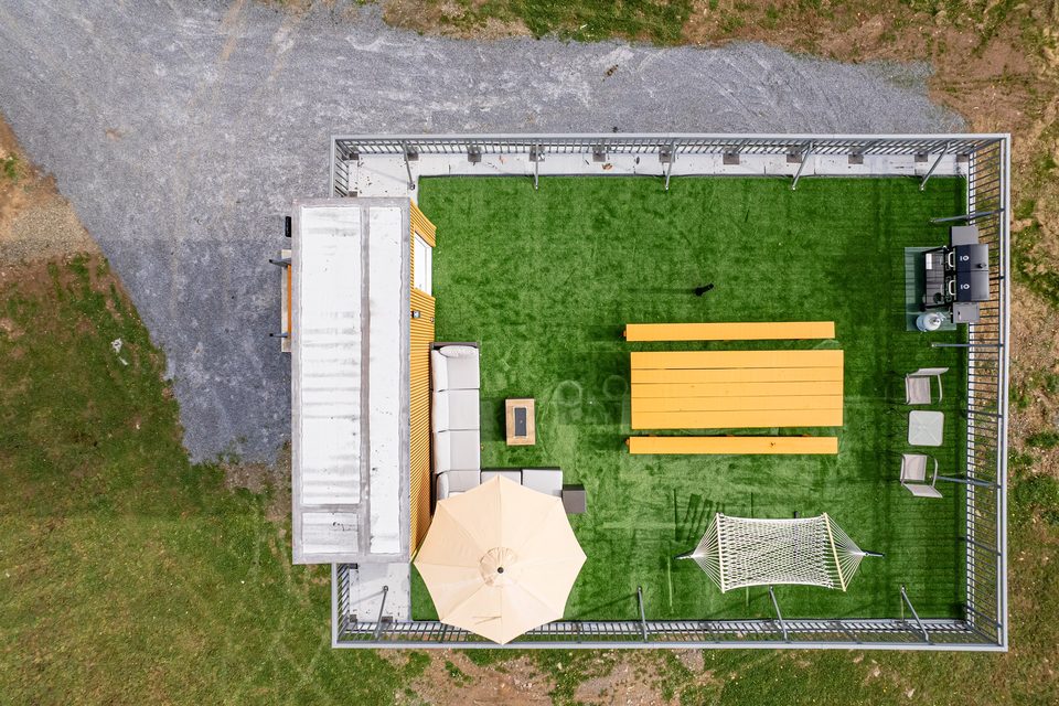 The rooftop deck from above