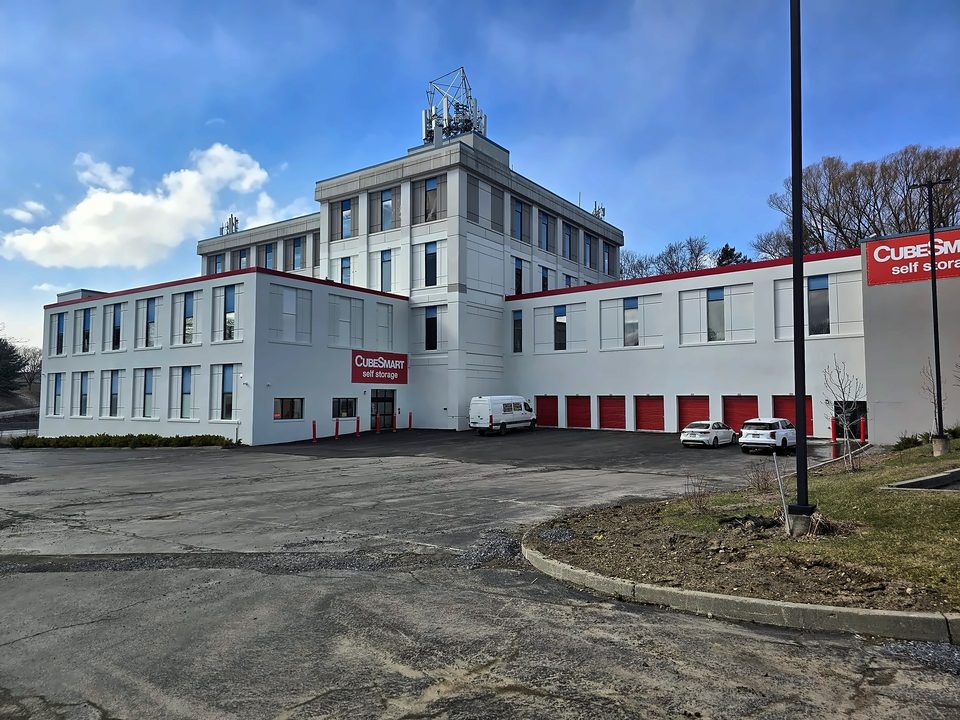 Self-storage conversion, Schenectady: finished front elevation