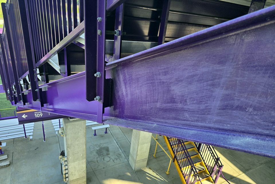 During: fresh alkyd-urethane finish on a canopy beam