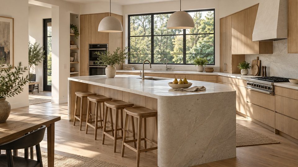 Concept rendering — daylight kitchen (AI-assisted visualization)