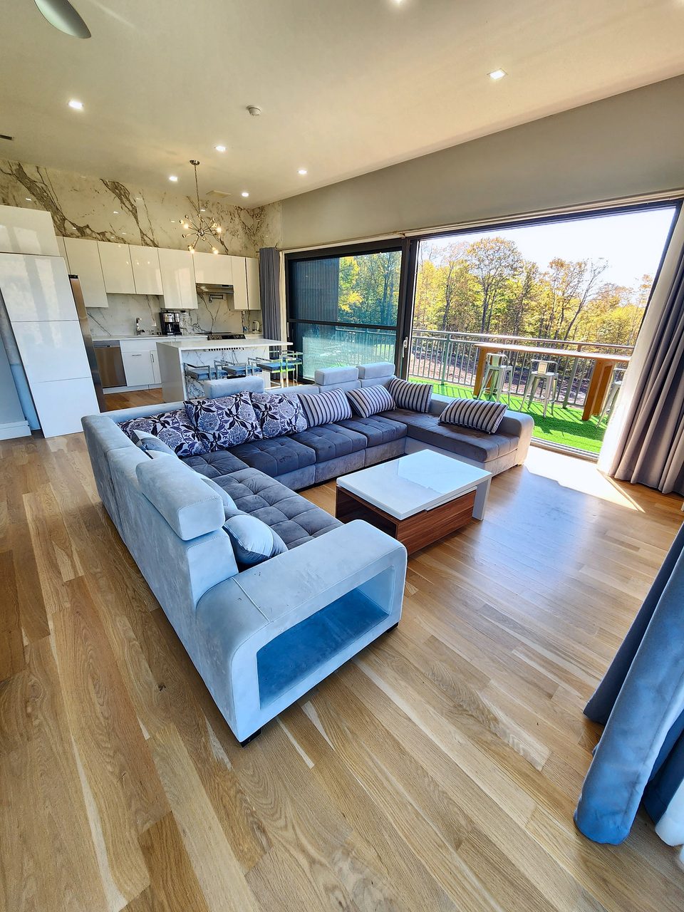 Living room opening to the deck