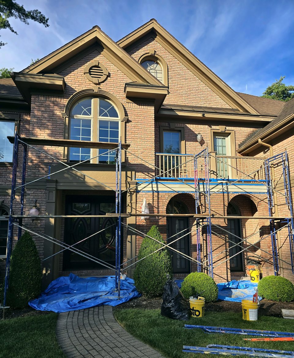 During: entry and balcony work from scaffold