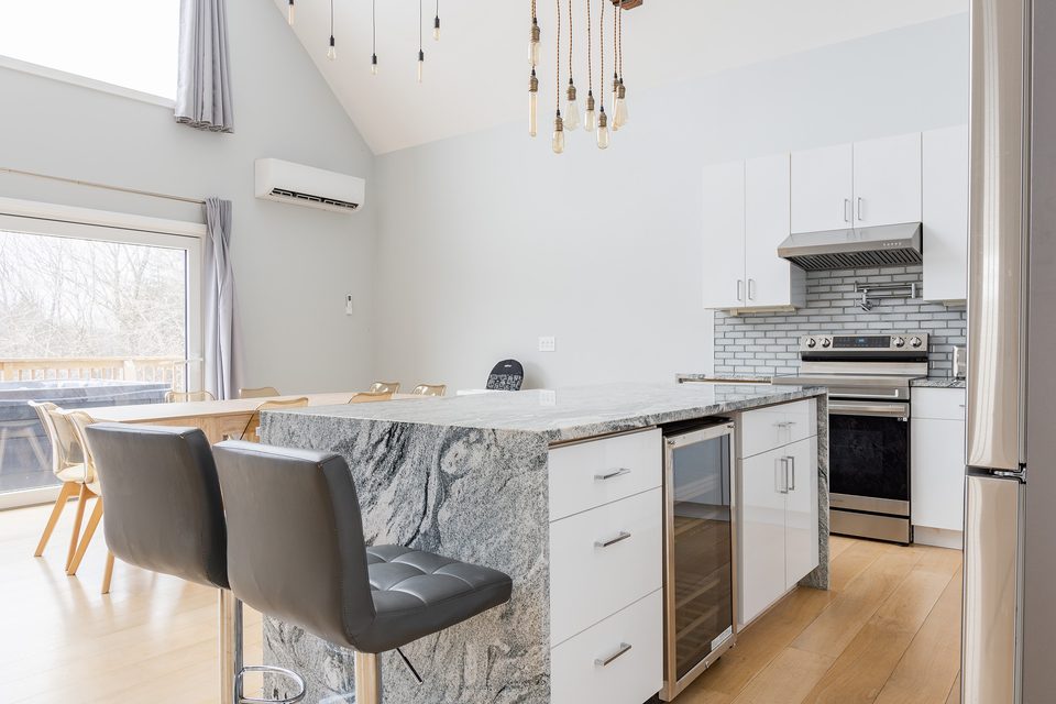 Kitchen island with granite counters