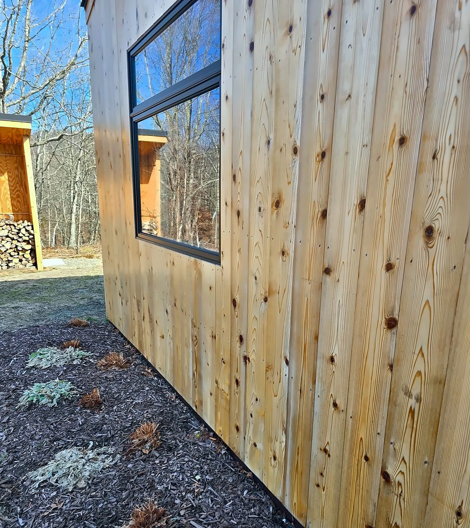 Vertical cedar cladding detail, 2025